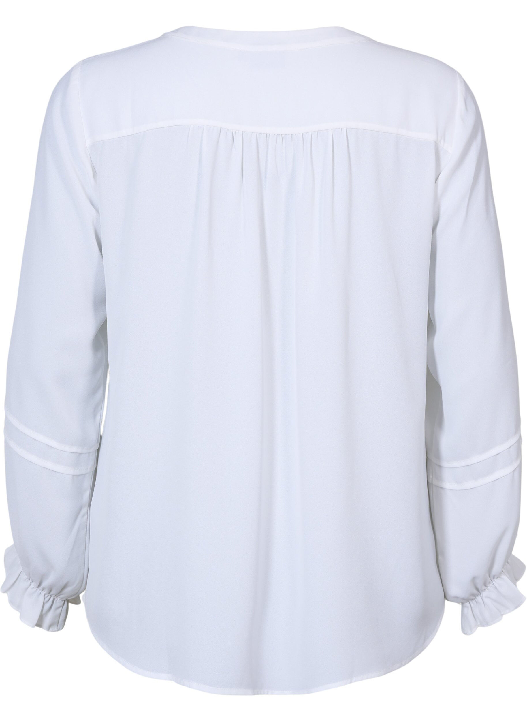 Zizzi Bluse mit langen &Auml;rmeln und Knopfverschluss, Bright White, Packshot image number 1