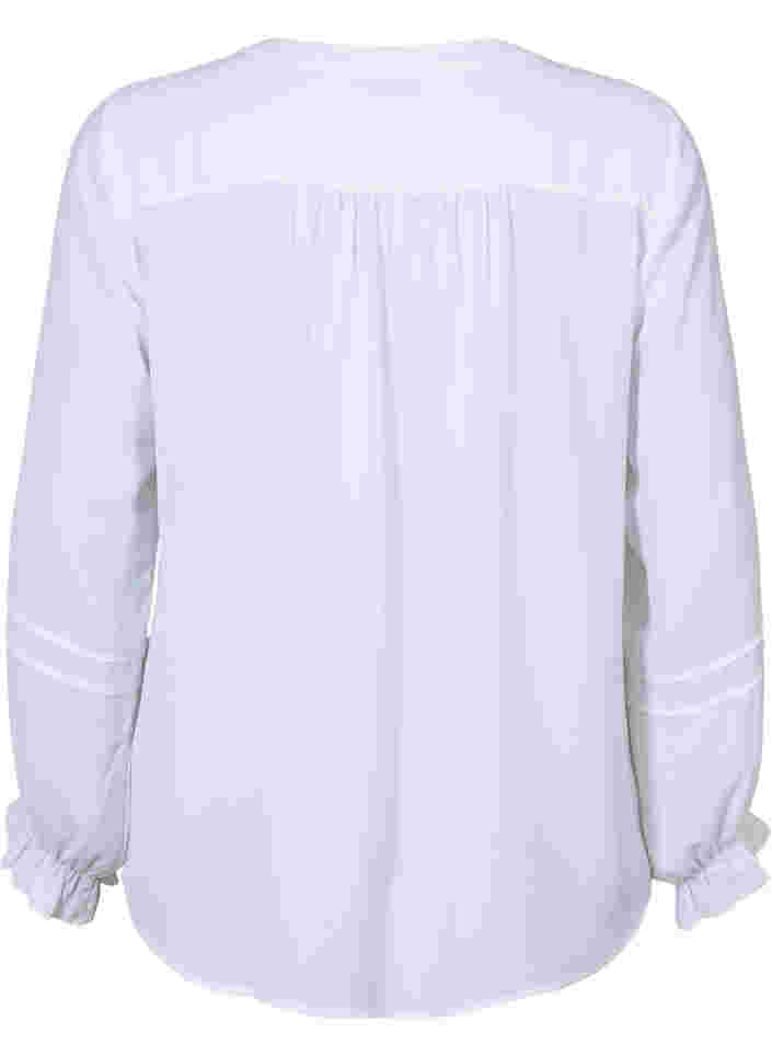 Bluse mit langen Ärmeln und Knopfverschluss, Bright White, Packshot image number 1