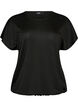 Jersey-Bluse mit strukturierten Streifen und Smocksaum, Schwarz, Packshot image number 0
