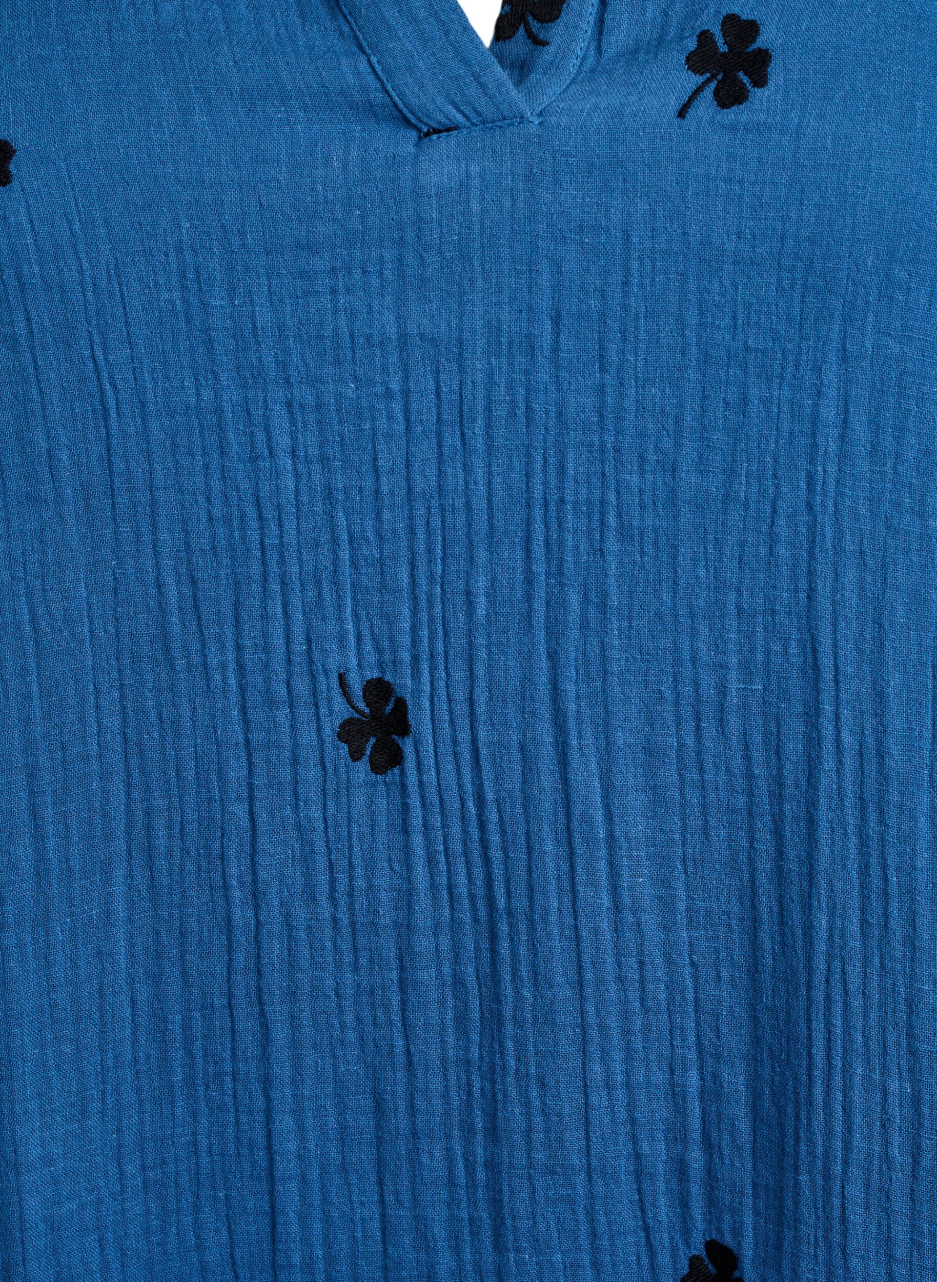 Zizzi Kleines Kleid aus Baumwollmusselin mit gestickten Blumen, Blau, Packshot image number 2