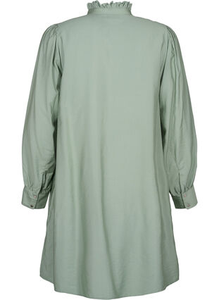 Viskose Hemdblusenkleid mit Rüschen - Grün - Gr. 42-64 - Zizzi