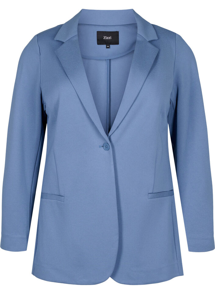 Schlichter Blazer mit Knopfverschluss, Blau, Packshot image number 0