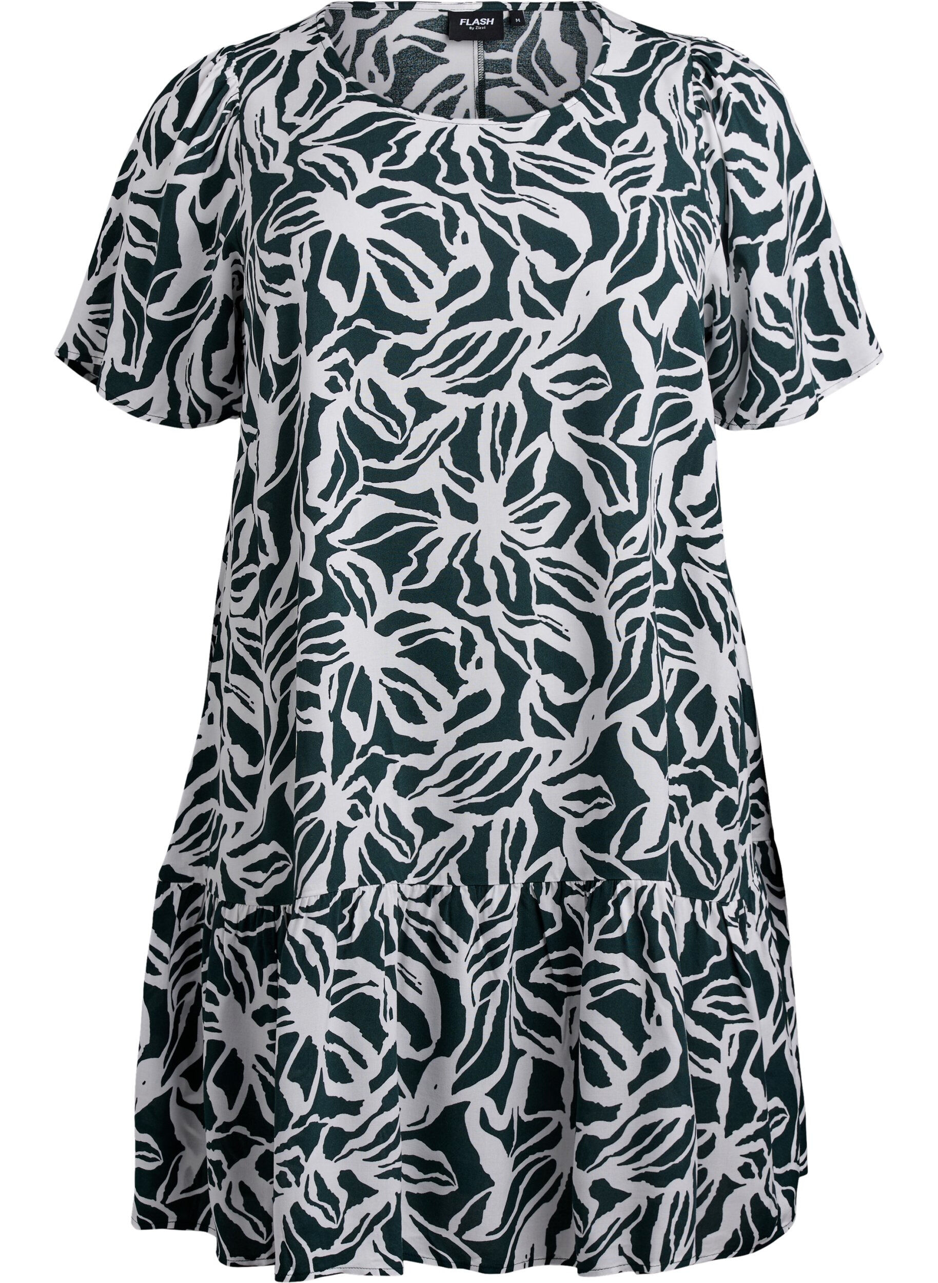 Zizzi FLASH &ndash; Kleid aus Viskose mit Schnittlinie, Gr&uuml;n, Packshot image number 0