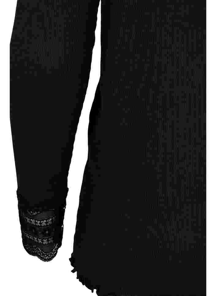 Langarm Bluse mit Spitzendetails, Black, Packshot image number 3