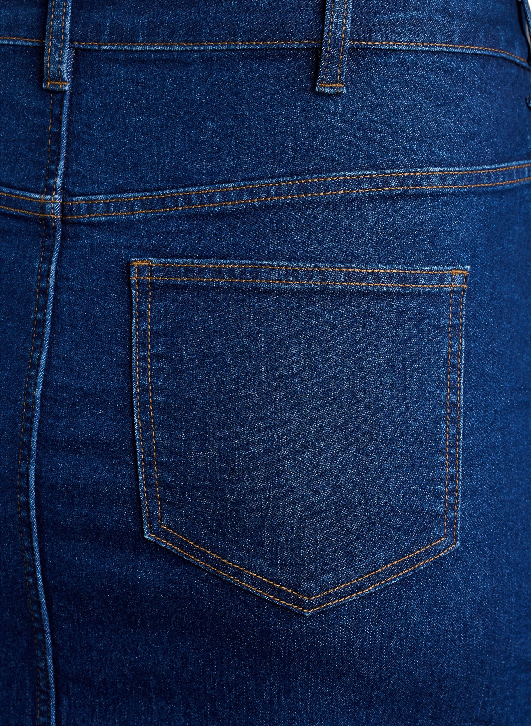 Zizzi FLASH - Midi-Jeansrock mit vorderem Schlitz, Blau, Packshot image number 4