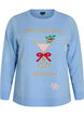 Strickbluse mit Weihnachtsmotiv, Blau, Packshot image number 0