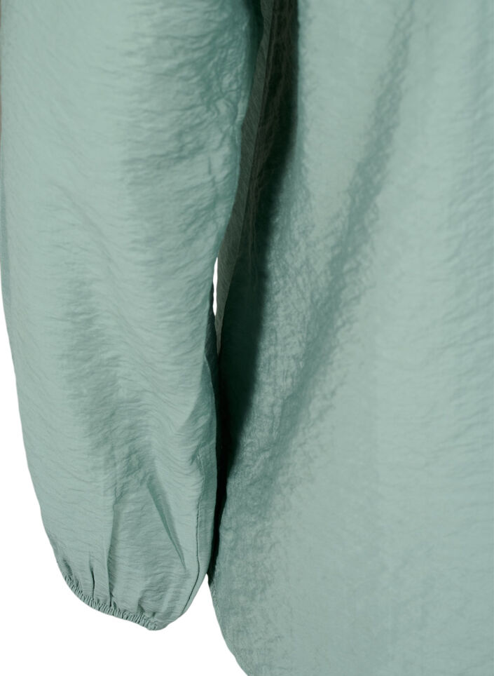  Hemdbluse aus Viskose mit gerüschtem Kragen, Chinois Green, Packshot image number 3