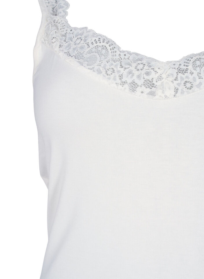 Top aus Viskose mit Spitze, Vanille, Packshot image number 2