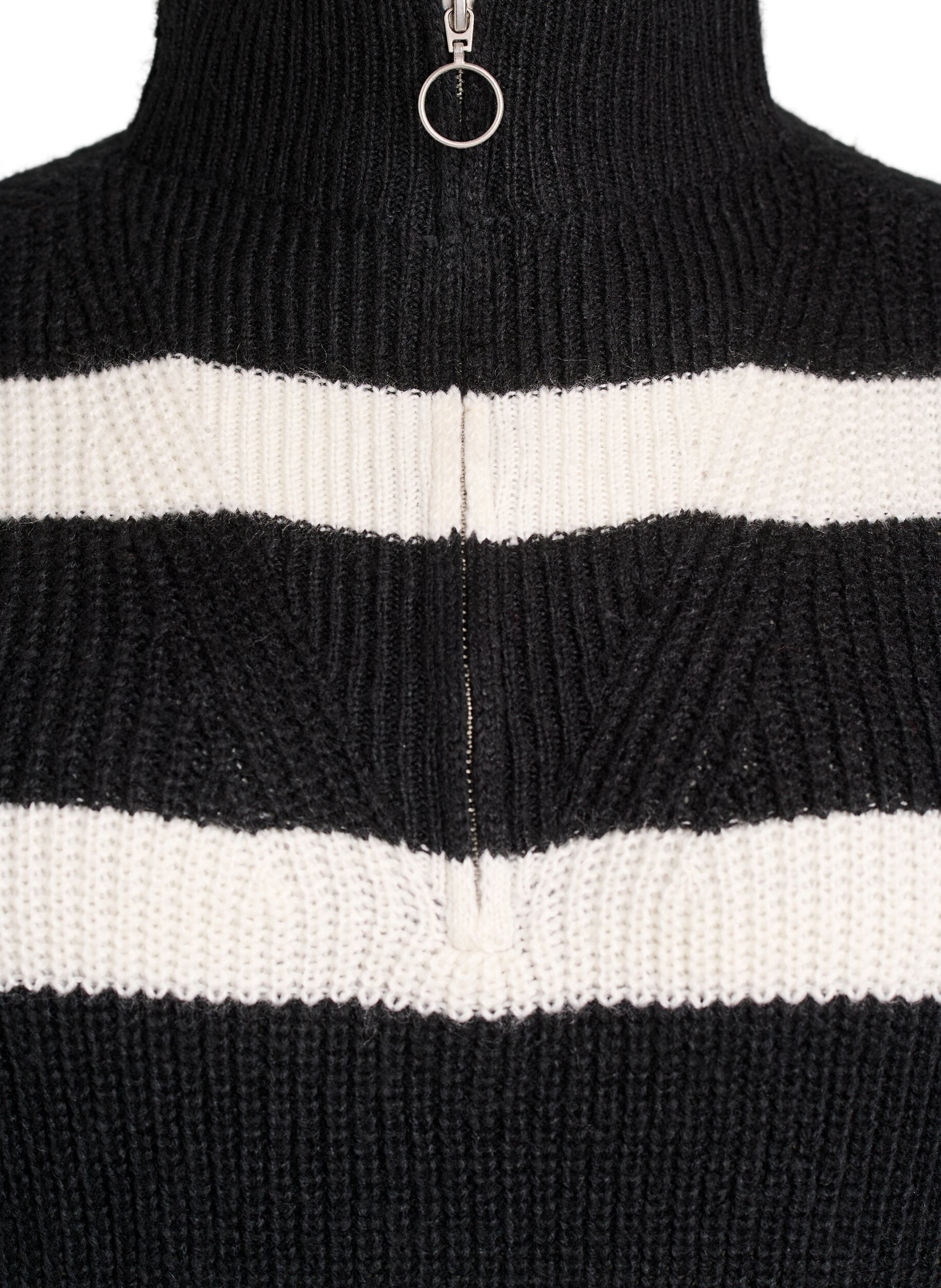ZizziStrickpullover mit hohem Kragen und Rei&szlig;verschluss, Schwarz, Packshot image number 2