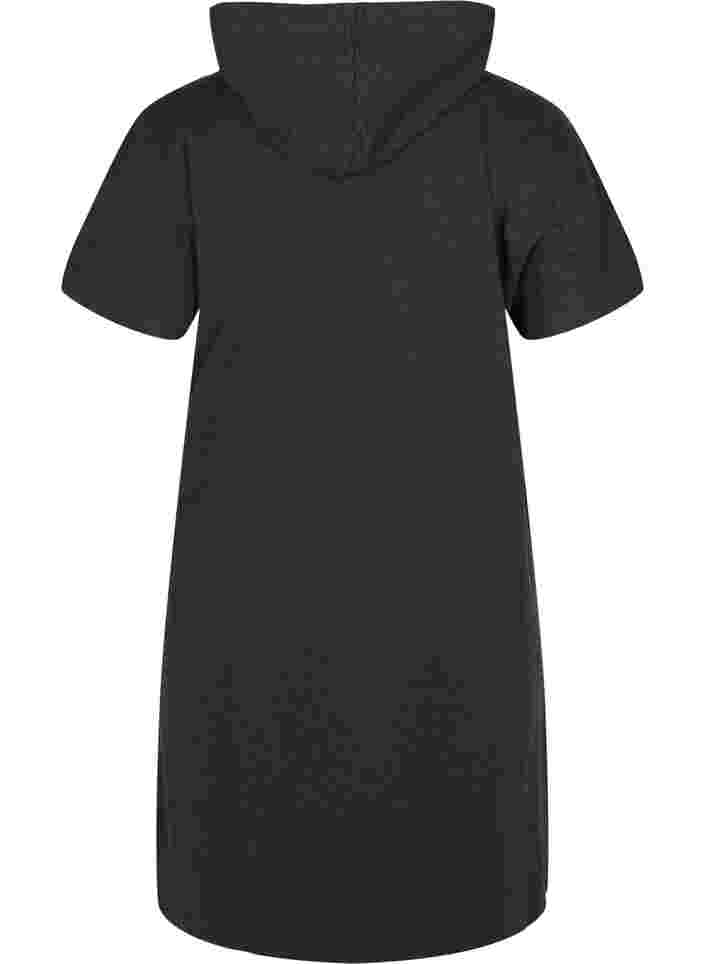 Kurzärmeliges Sweatkleid mit Kapuze, Black DGM ASS, Packshot image number 1