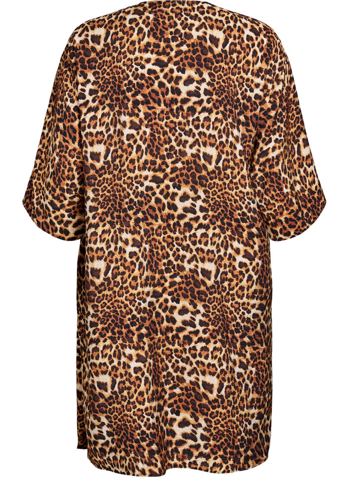 Viskose-Kimono mit 3/4-&Auml;rmeln, Braun, Packshot image number 1
