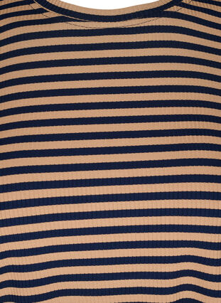 Gestreifte Viskosebluse mit Puffärmeln, Blue Camel Stripe, Packshot image number 2