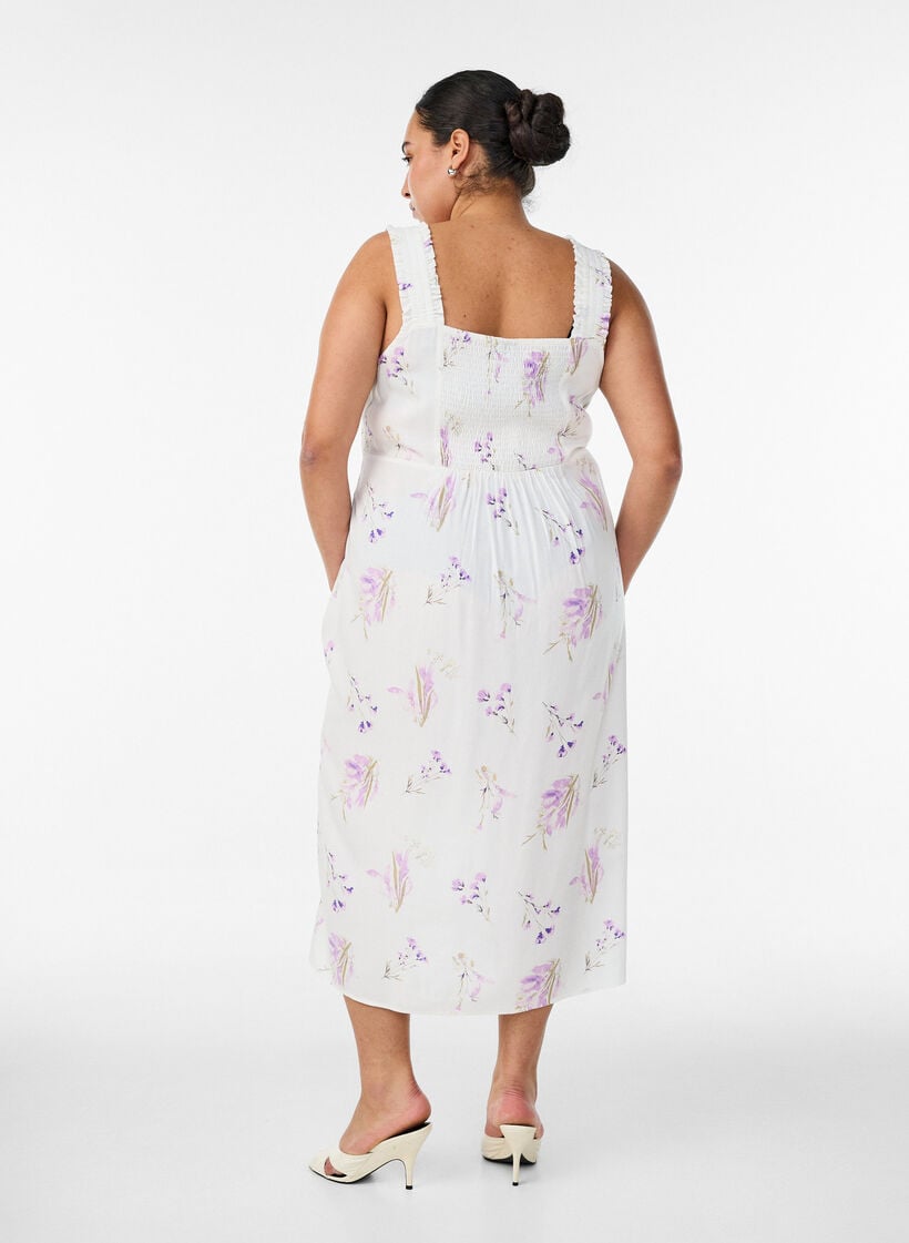 Sommerkleid mit breiten Tr&auml;gern, Wei&szlig;, Model image number 1