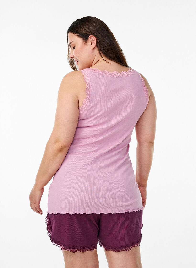 Top mit Spitzen, Pink, Model image number 2