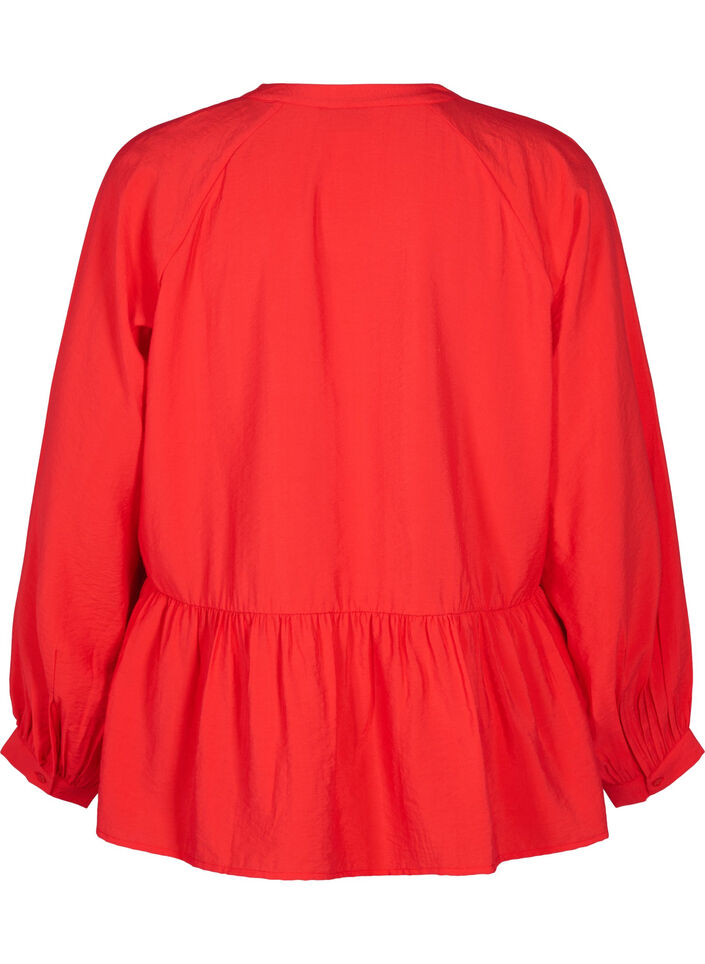 Bluse mit Schleife und langen Ärmeln, Rot, Packshot image number 1