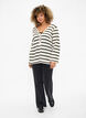 Gestreifte Strickjacke mit Bindeband, Sand Black Stripe, Model image number 2