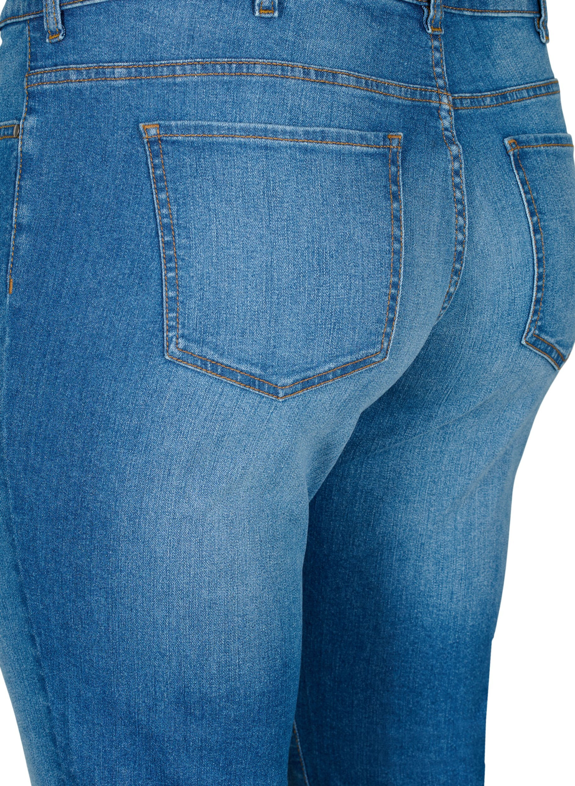 Zizzi Emily Jeans mit regul&auml;rer Taille und schlankem Schnitt, Blue denim, Packshot image number 3