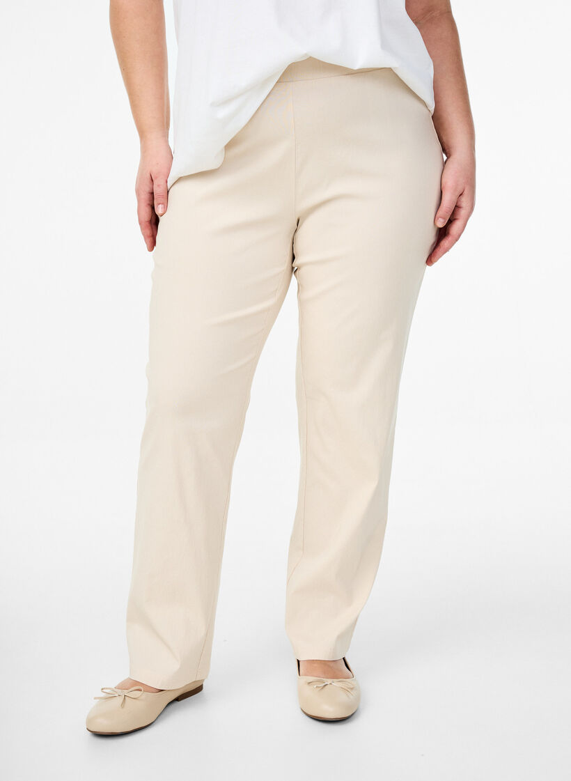 Dehnbare Hose aus Viskose, Beige, Model image number 2