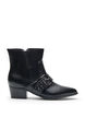 Kn&ouml;chelstiefel aus Leder mit Riemen und Nieten, Schwarz, Packshot image number 0