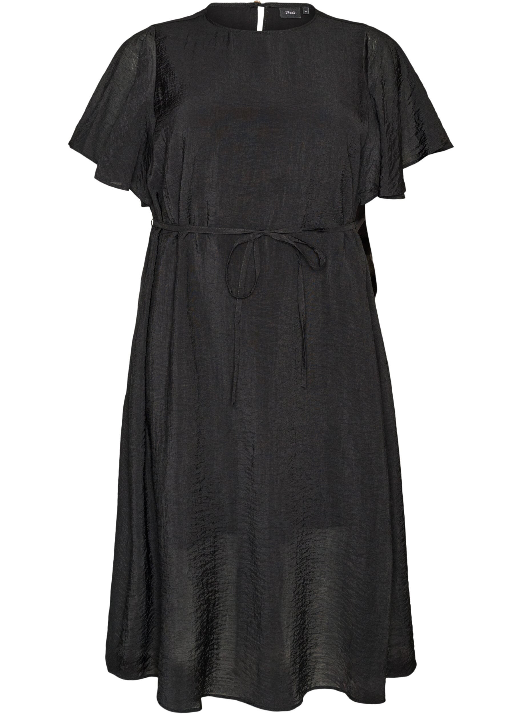 Kn&ouml;chellanges Kleid mit Fl&uuml;gel&auml;rmeln und Bindeg&uuml;rtel