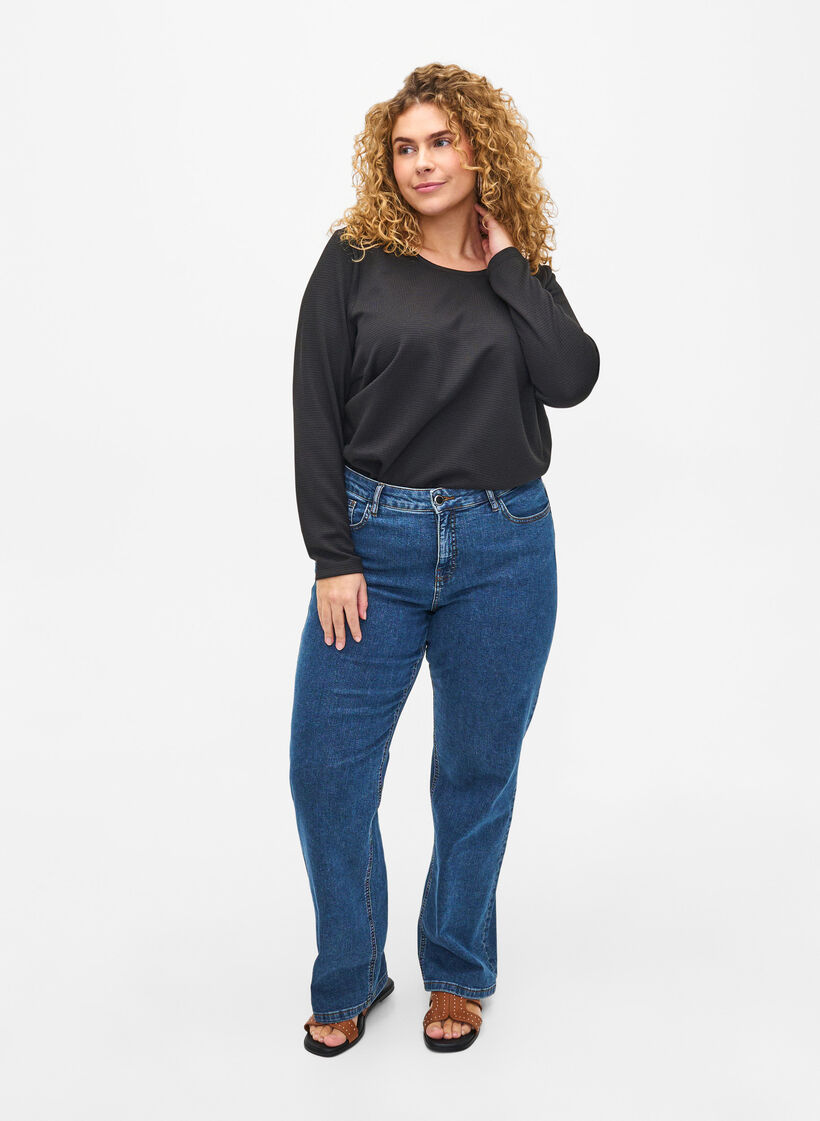 Strukturierte Bluse in A-Linie, Black, Model image number 2