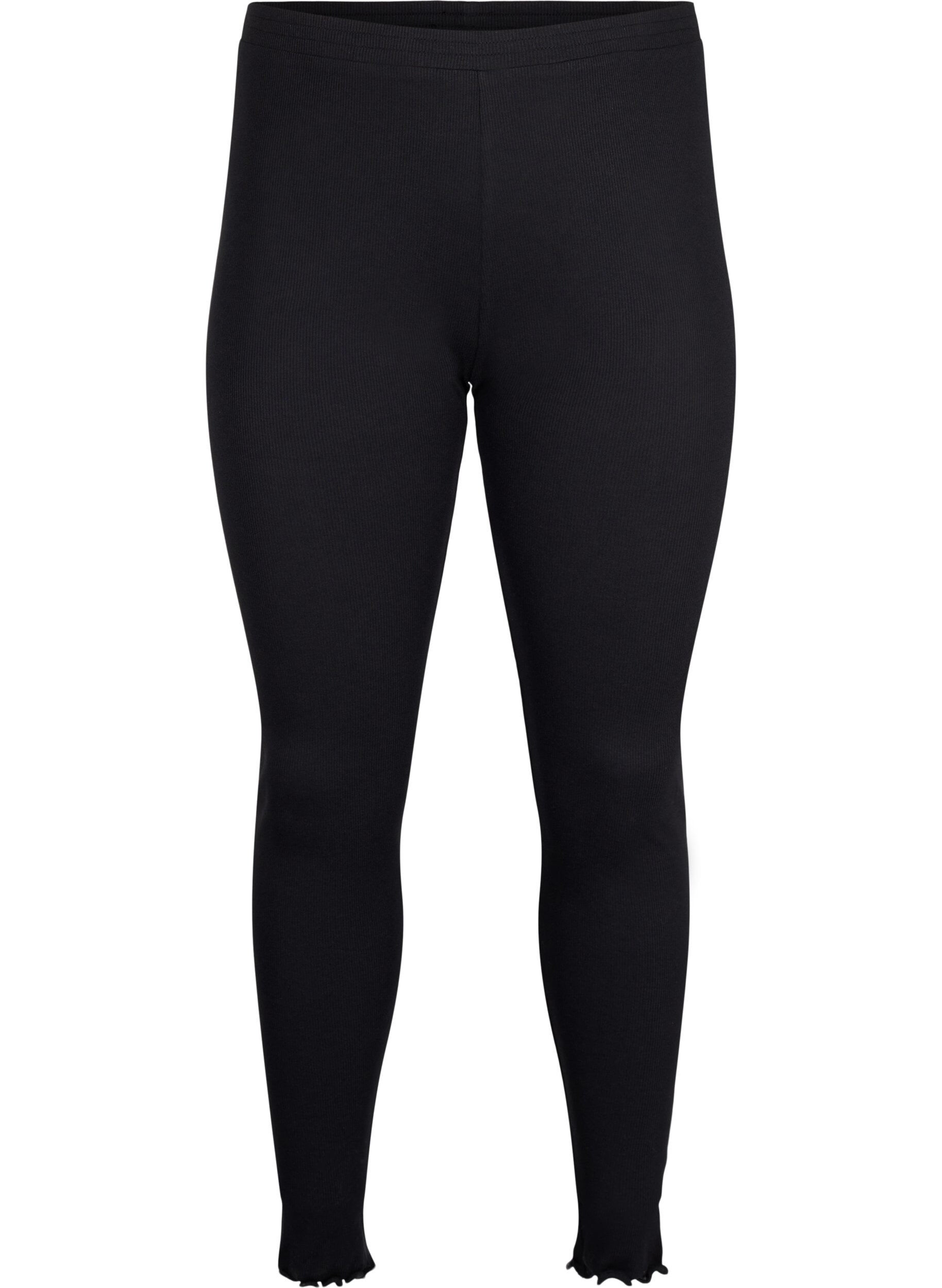Zizzi Eng geschnittene, gerippte Hose, Black, Packshot image number 0