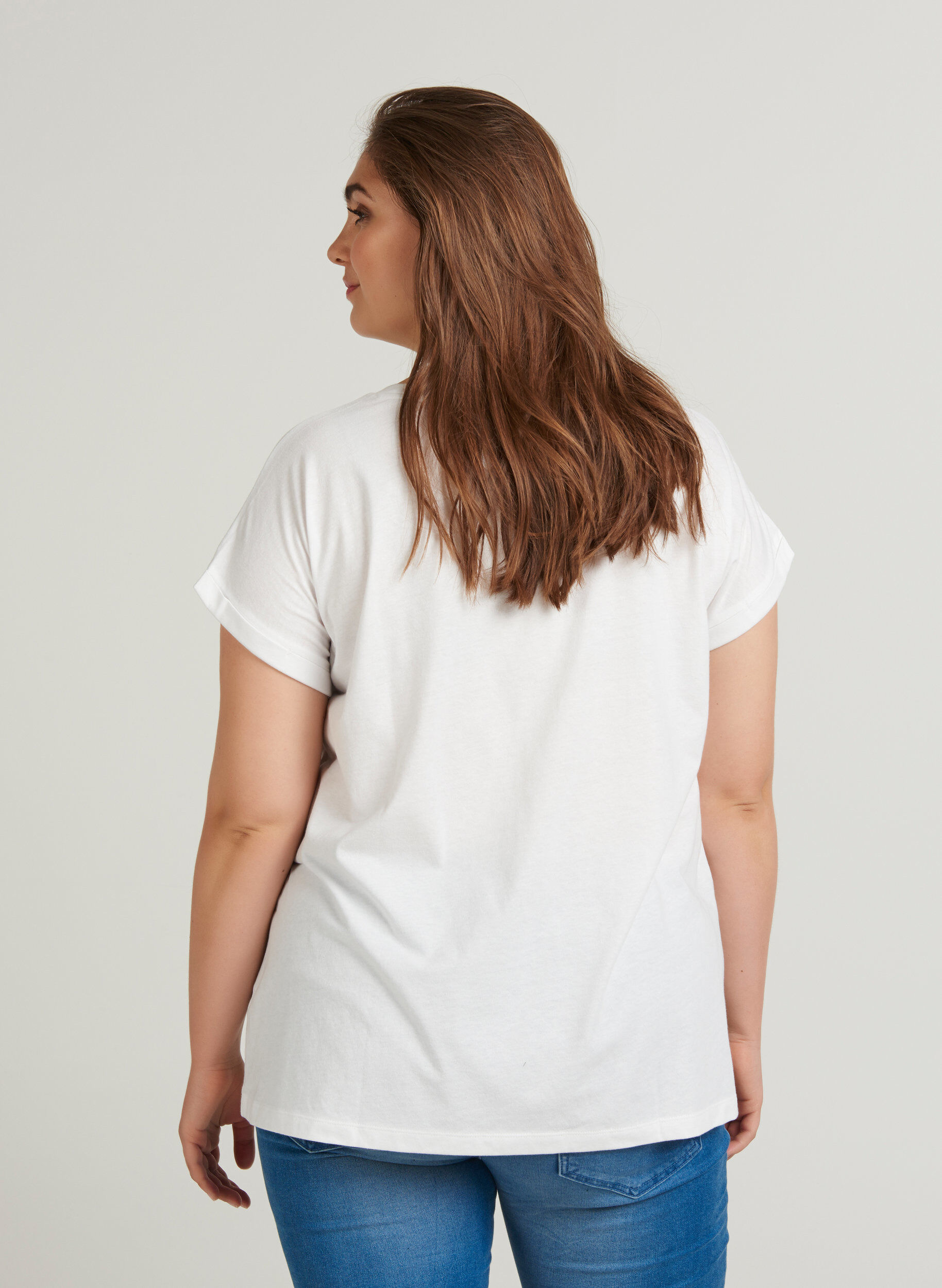 Zizzi T-Shirt, Bright White, Model image number 1