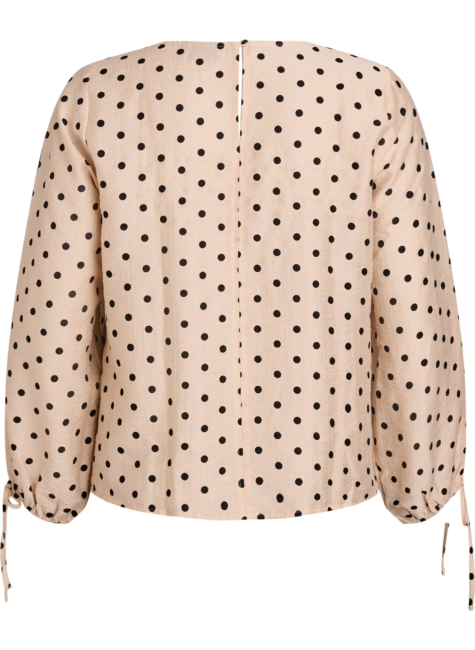 Zizzi Bluse mit Punkten und Bindedetails, Beige, Packshot image number 1