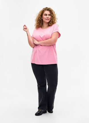 Melange T-Shirt mit kurzen Ärmeln, Strawberry Pink Mel., Model image number 2