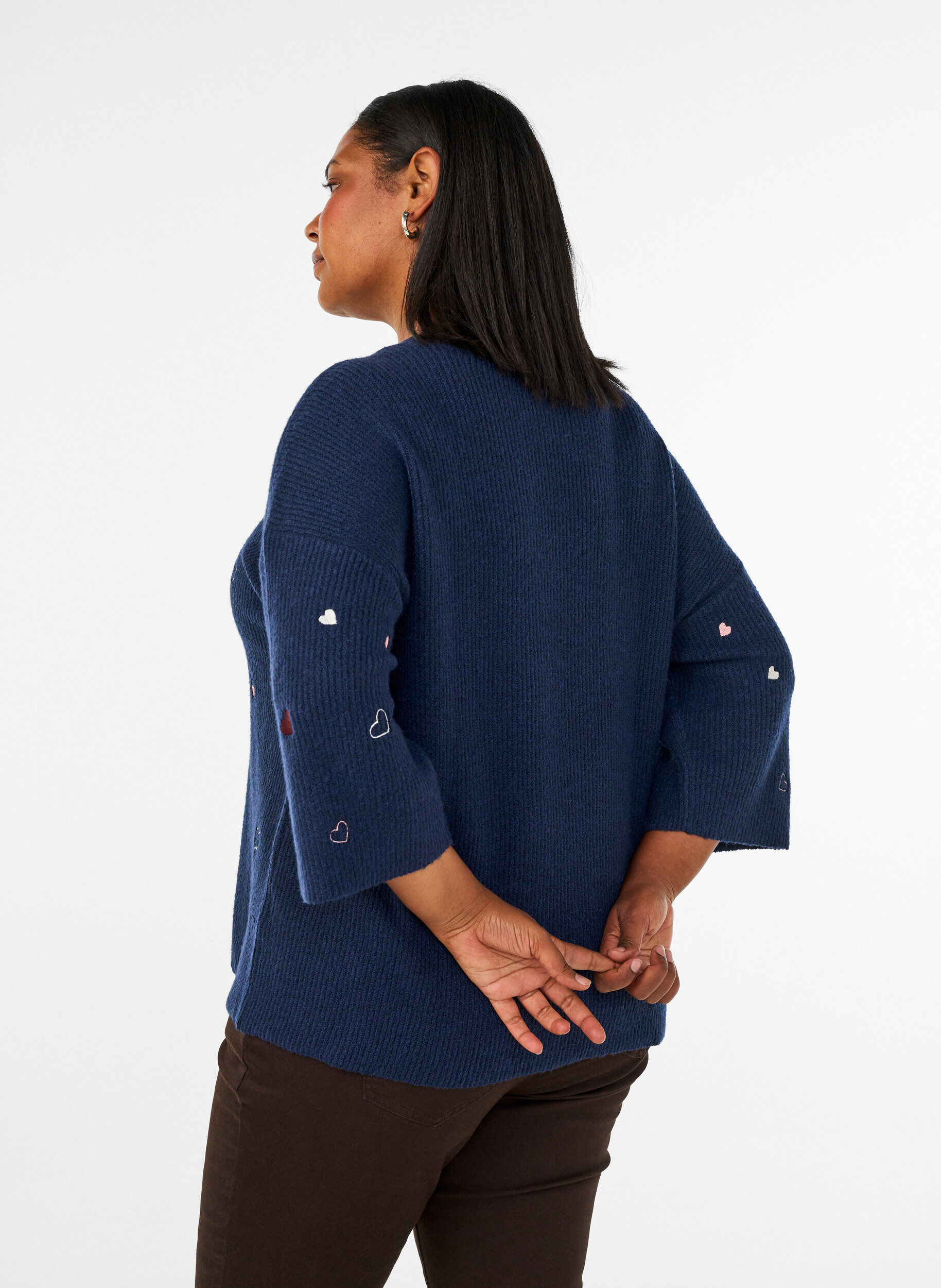 ZizziPullover mit Herzen und 3/4-&Auml;rmeln, Blau, Model image number 2