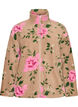 Gebl&uuml;mte Fleecejacke mit hohem Kragen und Rei&szlig;verschluss, Beige, Packshot image number 0