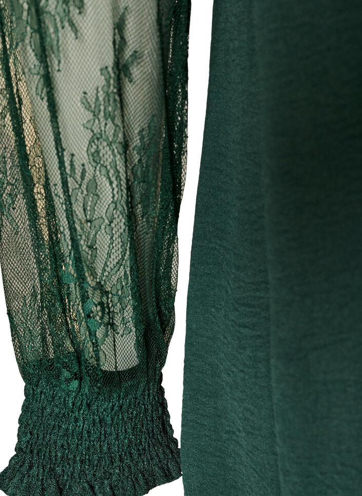 Tunika mit transparenten &Auml;rmeln aus Spitze, Gr&uuml;n, Packshot image number 4