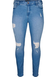 Amy-Jeans mit superschmaler Passform und gerippten Details, Blue denim, Packshot