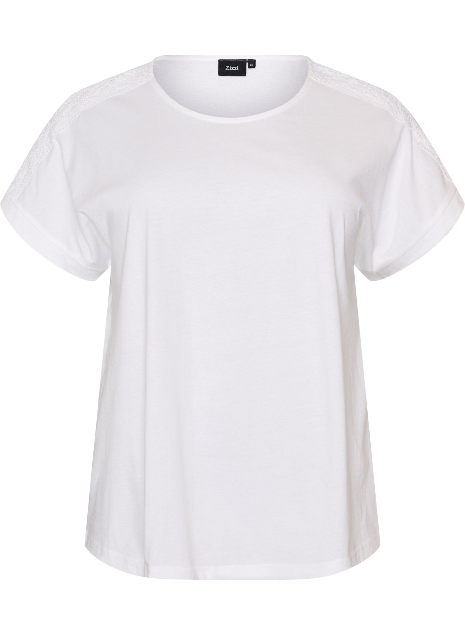 ZizziT-shirt aus Baumwolle mit H&auml;keldetail, Wei&szlig;, Packshot image number 0