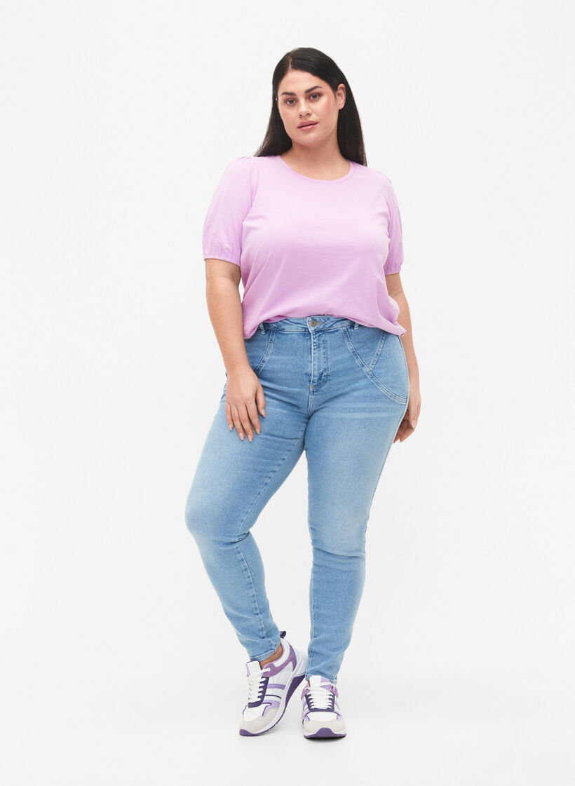 Hochtaillierte Amy-Jeans mit super schmaler Passform, Light blue, Model image number 0