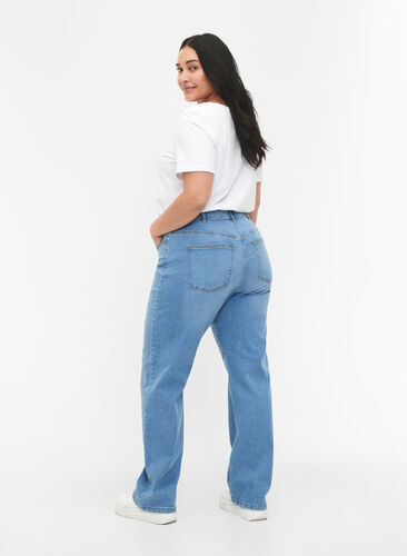 Gemma Jeans mit hoher Taille und gerader Passform, Light blue, Model image number 1