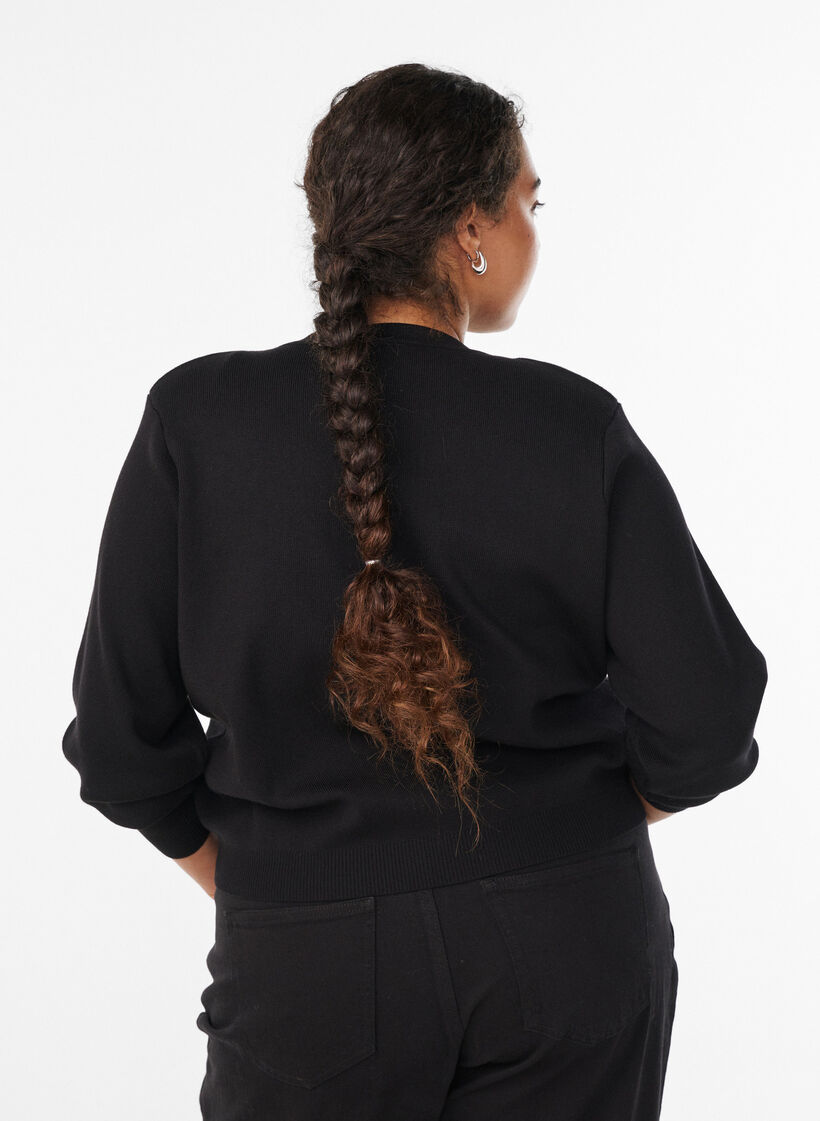 Cardigan mit dekorativen goldenen Knöpfen, Schwarz, Model image number 2