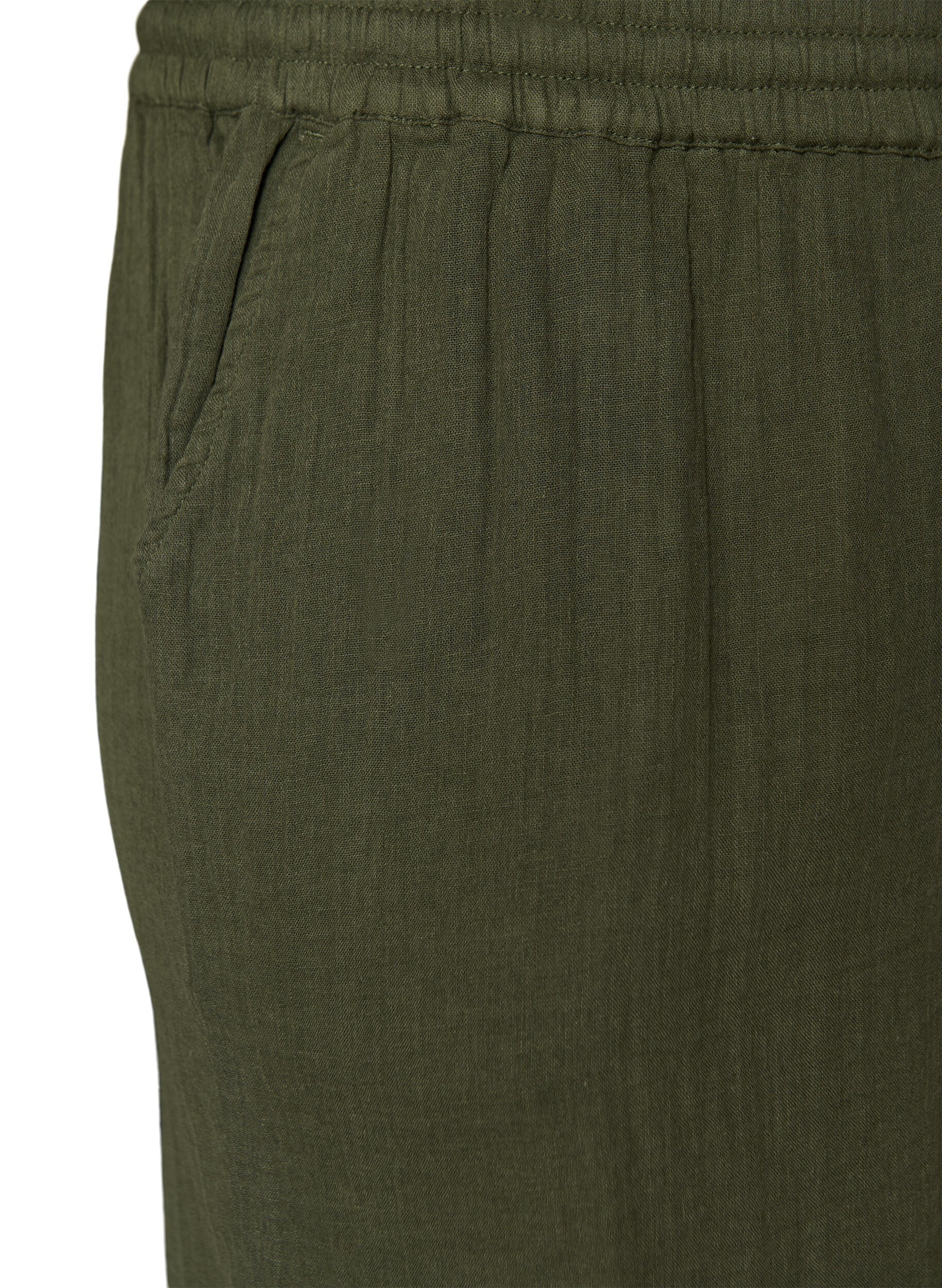 ZizziLockere Shorts aus Baumwollmusselin mit hoher Taille, Gr&uuml;n, Packshot image number 3
