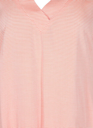 Gestreifte Tunika aus Viskose mit kurzen Ärmeln, Orange Stripe, Packshot image number 2