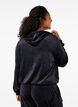 Velours-Strickjacke mit Kapuze, Black, Model image number 1