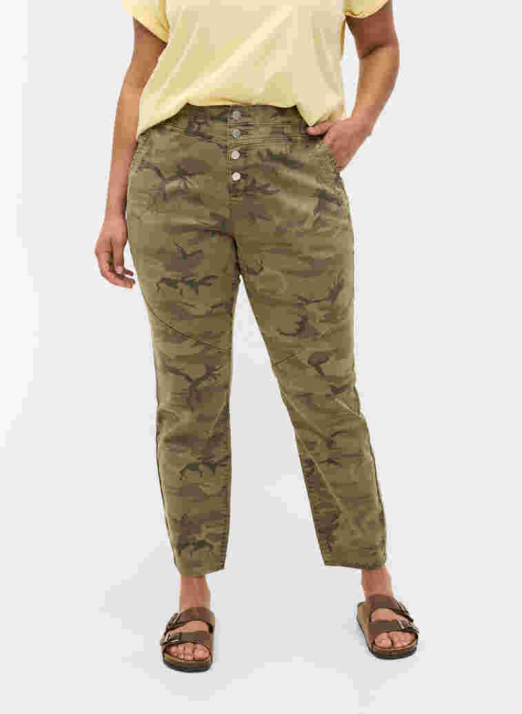 Enganliegende Hose mit Camouflageprint, Camouflage, Model image number 1