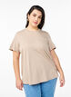 T-Shirt mit Textaufdruck und Rundhalsausschnitt, Braun, Model image number 0