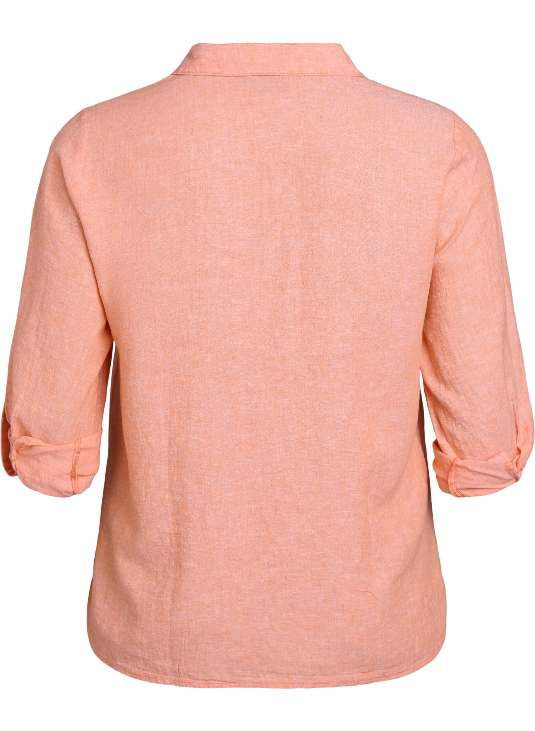 ZizziBluse aus Leinen und Viskose mit 3/4-&Auml;rmeln, Orange, Packshot image number 1