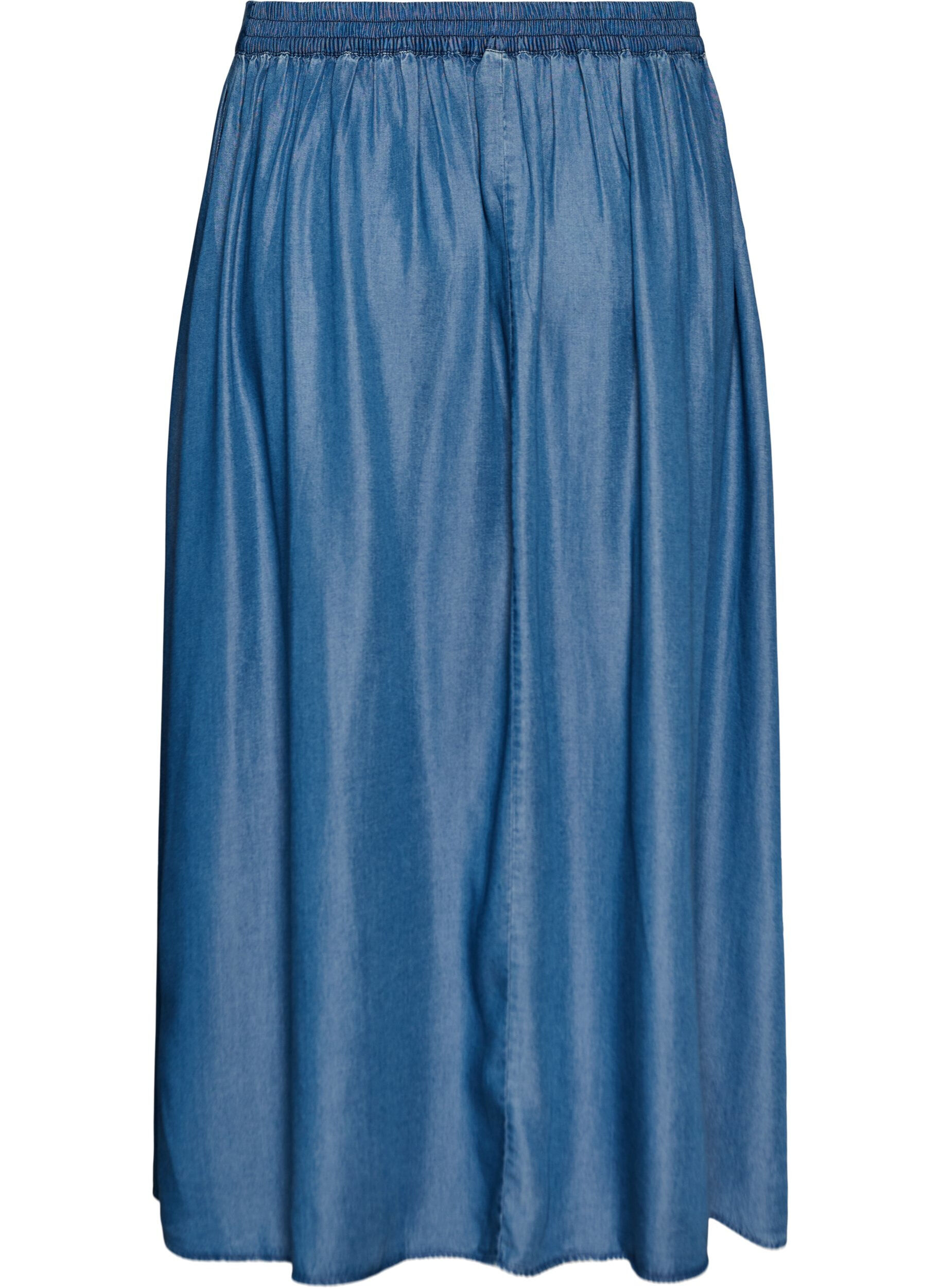 ZizziMaxirock aus TENCEL&trade; Lyocell mit Denim-Look, Blau, Packshot image number 1