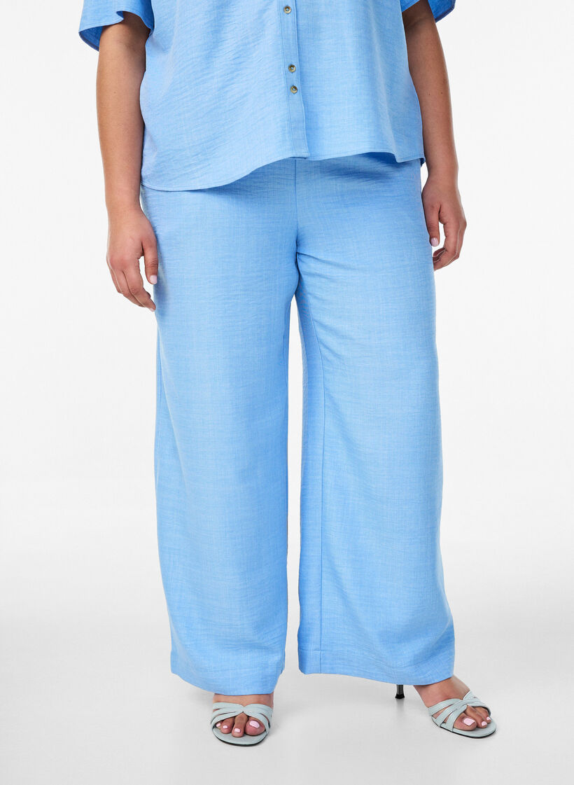 Lockere Hose mit elastischem Bund und Taschen, Blau, Model image number 2