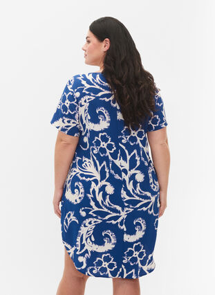 Bedrucktes Kleid mit kurzen Ärmeln, Blue Artist AOP, Model image number 1