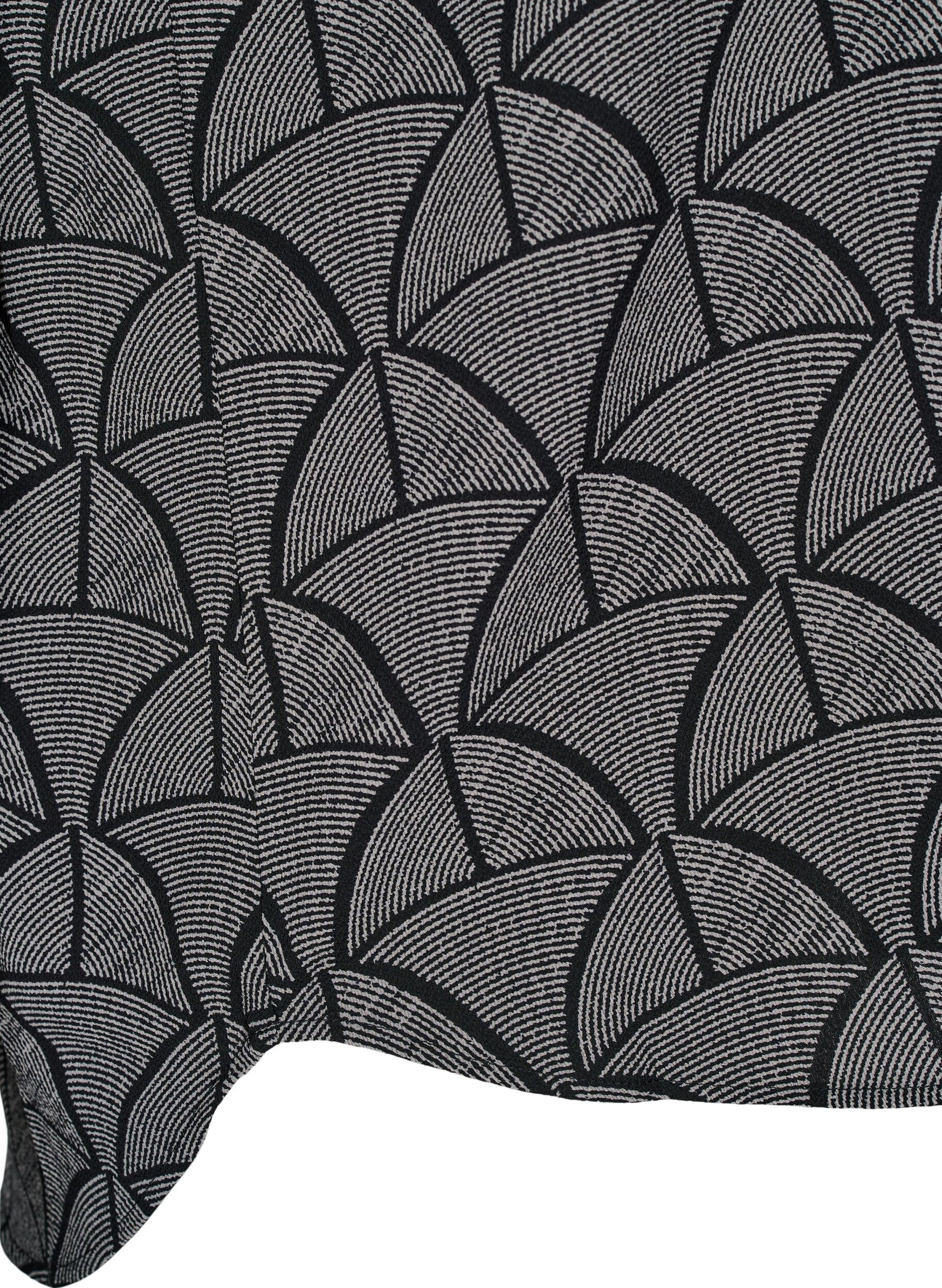 Zizzi Bluse mit kurzen &Auml;rmeln und Print, Black Grey Graphic , Packshot image number 3