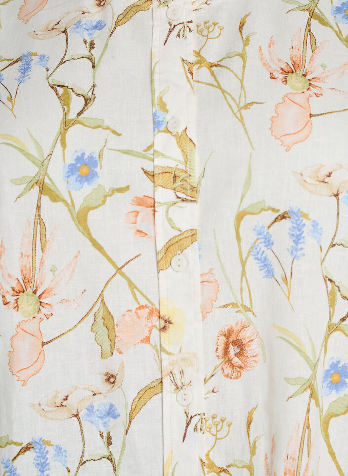 Hemdbluse aus Leinen und Viskose mit 3/4-&Auml;rmeln, Vanille, Packshot image number 2