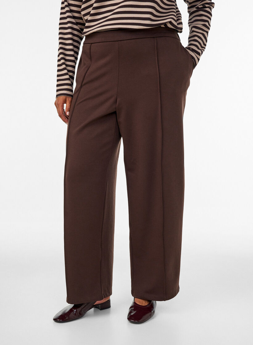 Lockere Hose aus Jersey mit hoher Taille, Braun, Model image number 2