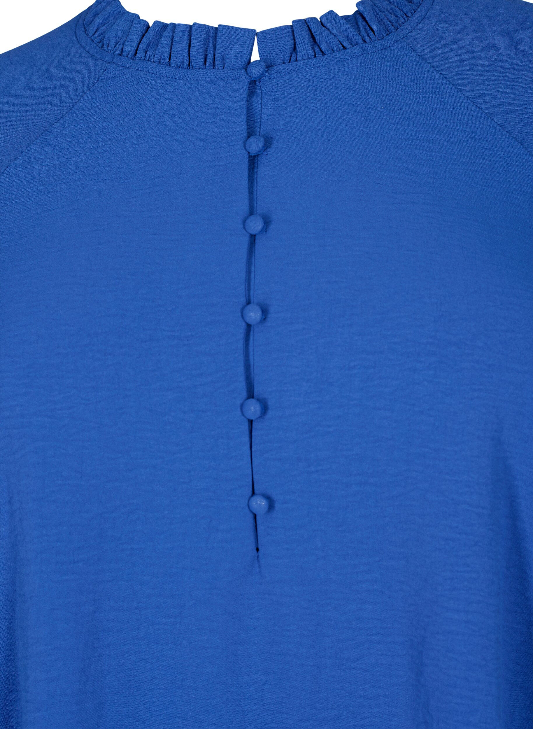 Zizzi Bluse mit R&uuml;schen und Kn&ouml;pfen, Deep Ultramarine, Packshot image number 2